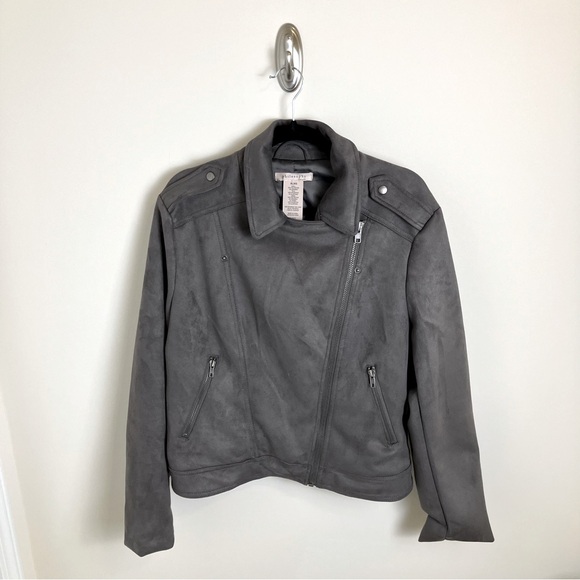 Nordstrom Philosophy Gray Suede Moto Jacket Grey Suede Moto Jacket Extra Large - Picture 3 of 14